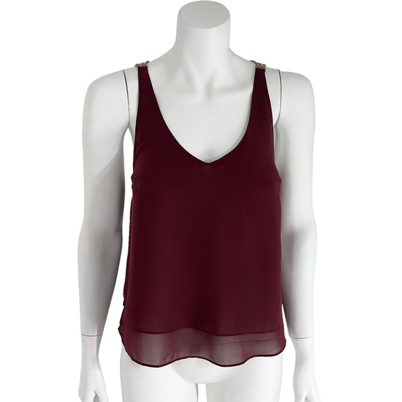CHARLOTTE RUSSE Burgundy Double Layer Tank Top with Chain Back Straps size XS - Picture 3 of 14